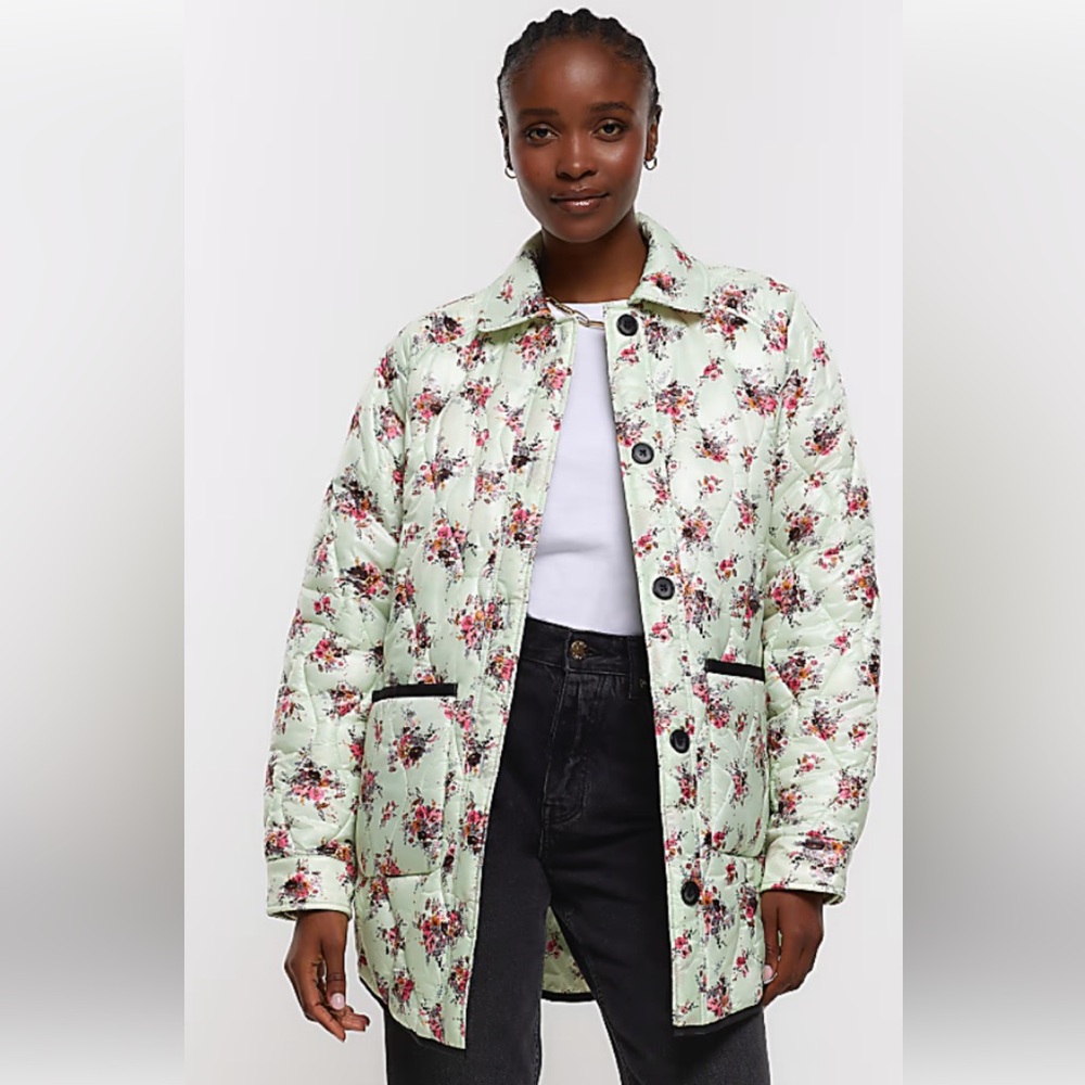River Island green floral jacket